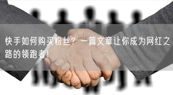 快手如何购买粉丝？一篇文章让你成为网红之路的领跑者！