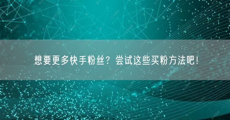 想要更多快手粉丝？尝试这些买粉方法吧！