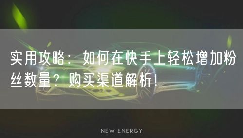 实用攻略：如何在快手上轻松增加粉丝数量？购买渠道解析！