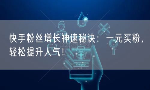 快手粉丝增长神速秘诀：一元买粉，轻松提升