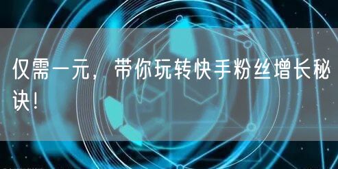 仅需一元，带你玩转快手粉丝增长秘诀！