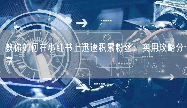 教你如何在小红书上迅速积累粉丝：实用攻略分享