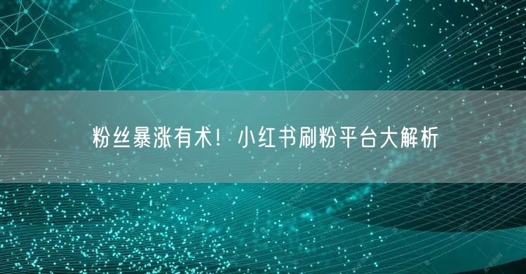 粉丝暴涨有术！小红书刷粉平台大解析