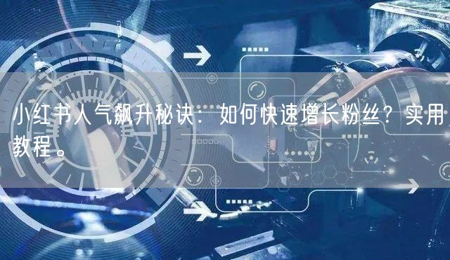 小红书人气飙升秘诀：如何快速增长粉丝？实用教程。