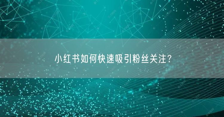 小红书如何快速吸引粉丝关注？