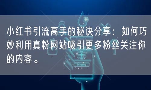 小红书引流高手的秘诀分享：如何巧妙利用真粉网站吸引更多粉丝关注你的内容。