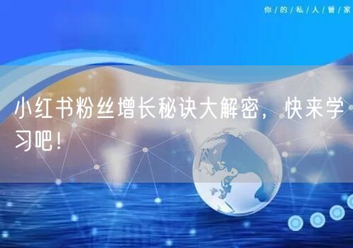 小红书粉丝增长秘诀大解密，快来学习吧！