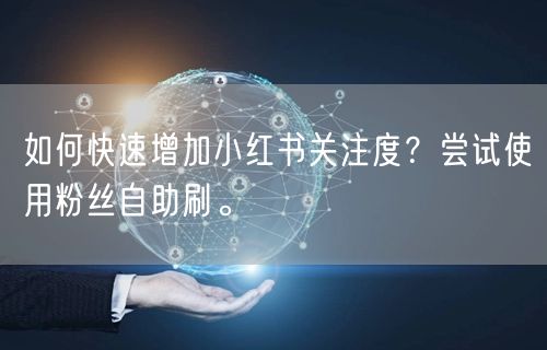 如何快速增加小红书关注度？尝试使用粉丝自助刷。