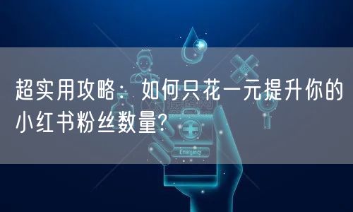 超实用攻略：如何只花一元提升你的小红书粉