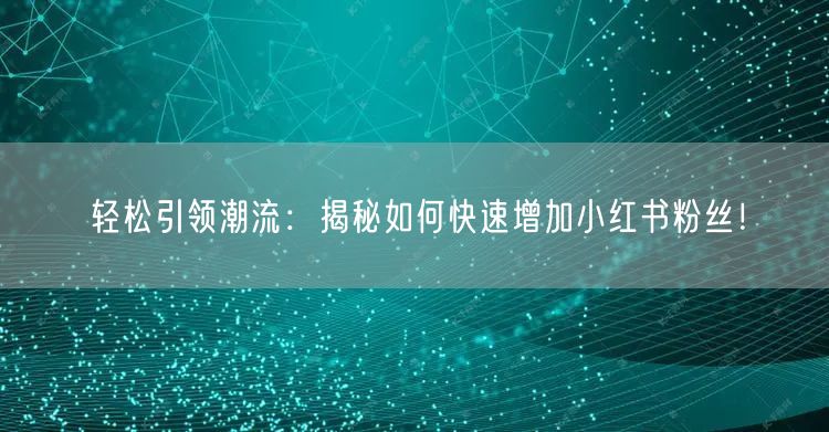 轻松引领潮流：揭秘如何快速增加小红书粉丝！