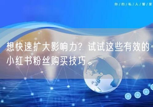 想快速扩大影响力？试试这些有效的小红书粉丝购买技巧。