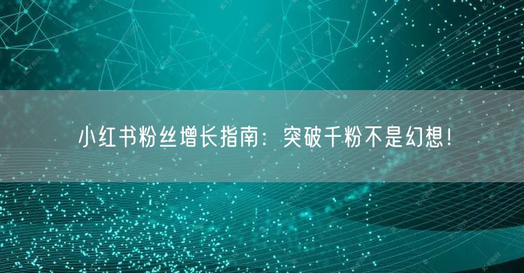 小红书粉丝增长指南：突破千粉不是幻想！