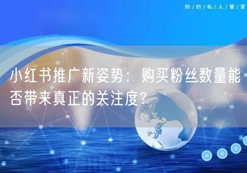 小红书推广新姿势：购买粉丝数量能否带来真