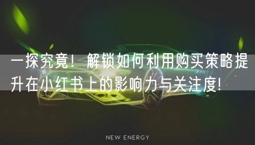 一探究竟！解锁如何利用购买策略提升在小红