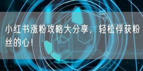 小红书涨粉攻略大分享，轻松俘获粉丝的心！
