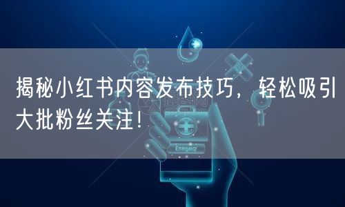 揭秘小红书内容发布技巧，轻松吸引大批粉丝关注！