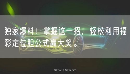 独家爆料！掌握这一招，轻松利用福彩定位胆公式赢大奖。