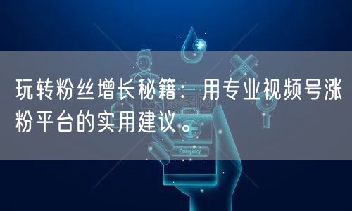 玩转粉丝增长秘籍：用专业视频号涨粉平台的实用建议。